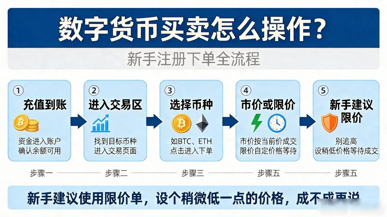 数字货币买卖如何操作_数字货币交易流程 注册下单管理仓位_现货合约交易操作